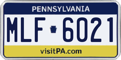 PA license plate MLF6021