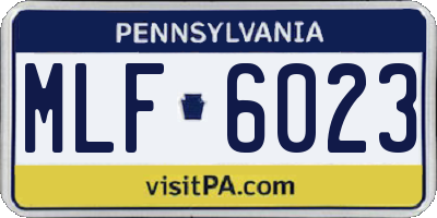 PA license plate MLF6023