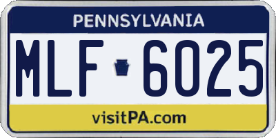 PA license plate MLF6025