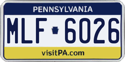 PA license plate MLF6026