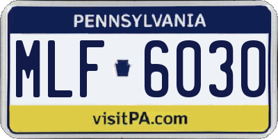PA license plate MLF6030
