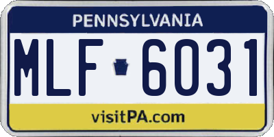 PA license plate MLF6031