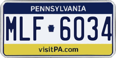 PA license plate MLF6034