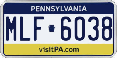 PA license plate MLF6038