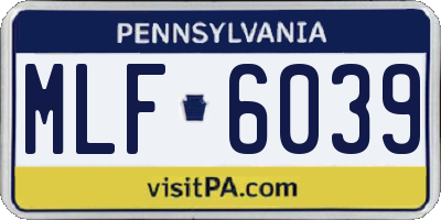 PA license plate MLF6039