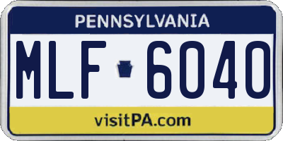 PA license plate MLF6040