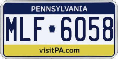 PA license plate MLF6058