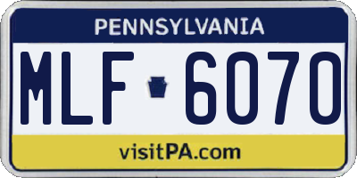 PA license plate MLF6070