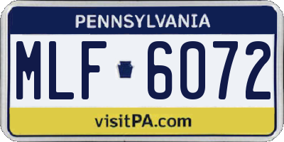 PA license plate MLF6072
