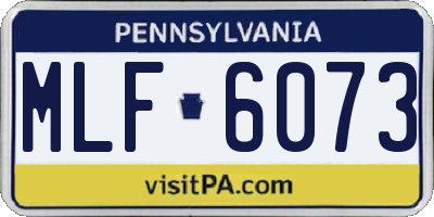 PA license plate MLF6073