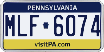 PA license plate MLF6074