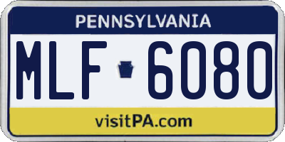 PA license plate MLF6080