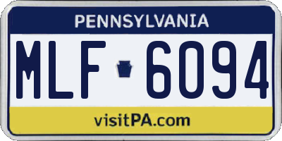 PA license plate MLF6094