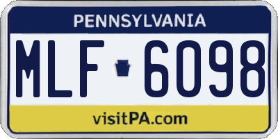 PA license plate MLF6098