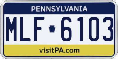 PA license plate MLF6103
