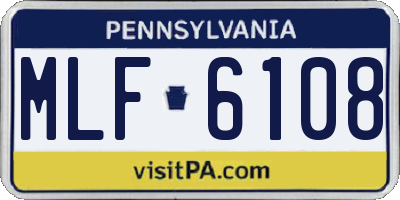 PA license plate MLF6108