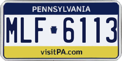 PA license plate MLF6113