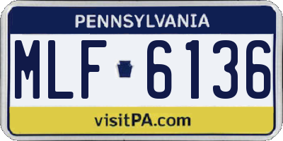 PA license plate MLF6136