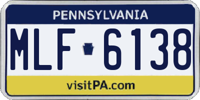 PA license plate MLF6138