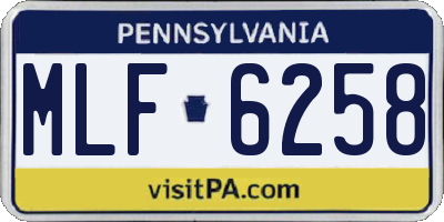 PA license plate MLF6258