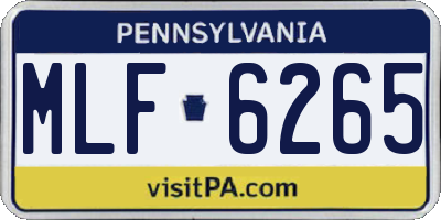 PA license plate MLF6265