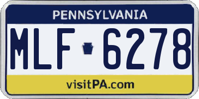PA license plate MLF6278