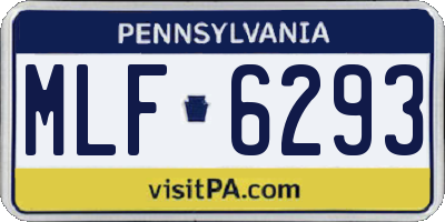 PA license plate MLF6293