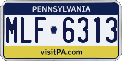 PA license plate MLF6313