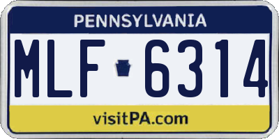 PA license plate MLF6314