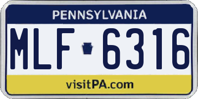 PA license plate MLF6316