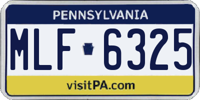 PA license plate MLF6325