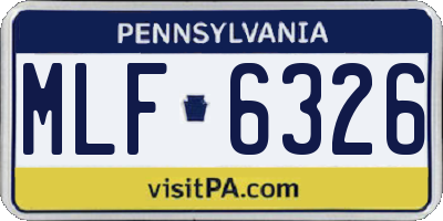 PA license plate MLF6326