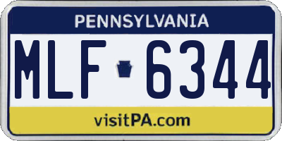 PA license plate MLF6344