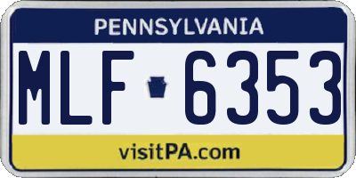 PA license plate MLF6353
