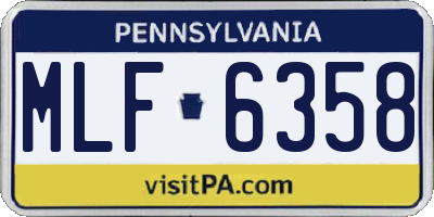 PA license plate MLF6358