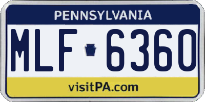 PA license plate MLF6360