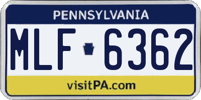PA license plate MLF6362