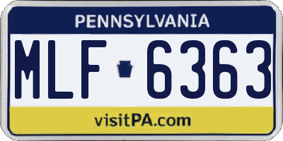 PA license plate MLF6363