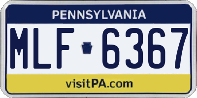 PA license plate MLF6367