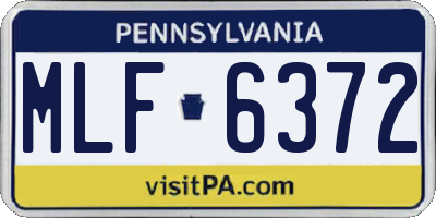 PA license plate MLF6372