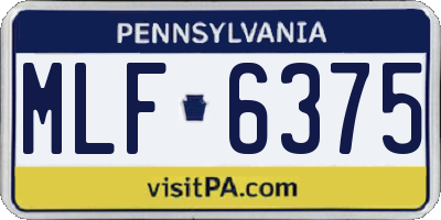 PA license plate MLF6375