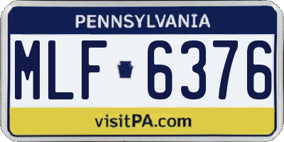 PA license plate MLF6376