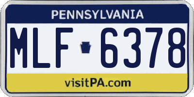 PA license plate MLF6378