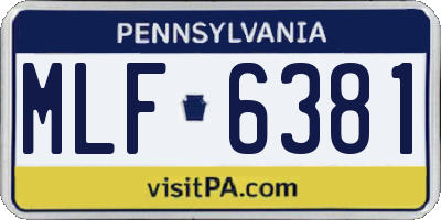 PA license plate MLF6381