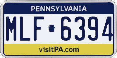 PA license plate MLF6394