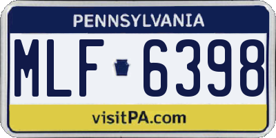 PA license plate MLF6398