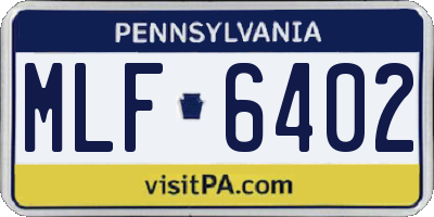 PA license plate MLF6402