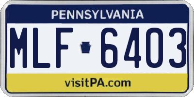 PA license plate MLF6403