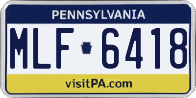 PA license plate MLF6418