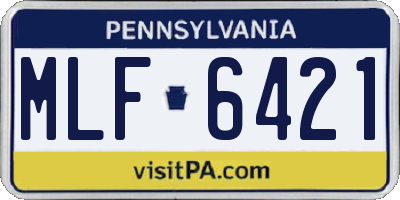 PA license plate MLF6421